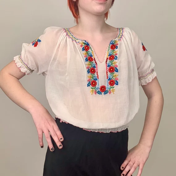 Sheer Blouse with Embroidery