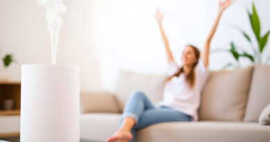 Air Purifier in Cozy Living Room: Fresh and Relaxing Home Environment