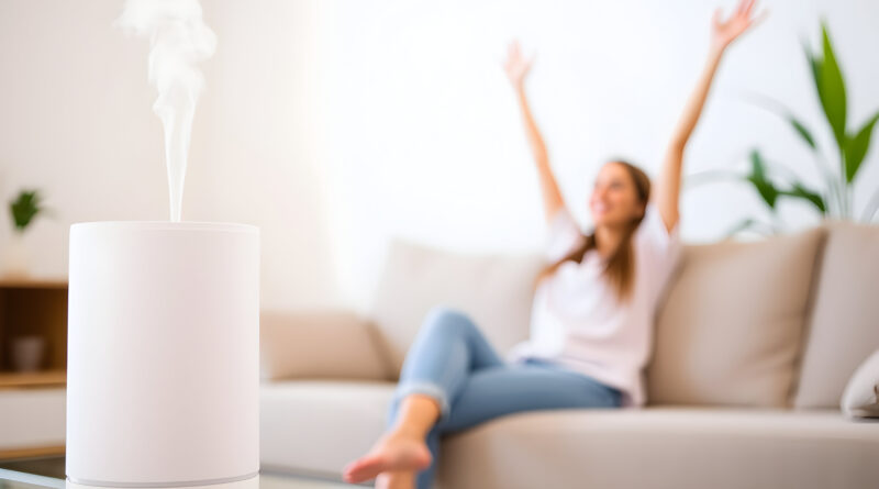 Air Purifier in Cozy Living Room: Fresh and Relaxing Home Environment