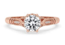 Vintage Rose Gold Milgrain Engagement Ring