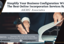 image shows Simplify Your Business Configuration With The Best Online Incorporation Services By AKMG Associates and AKMG logo and contact information